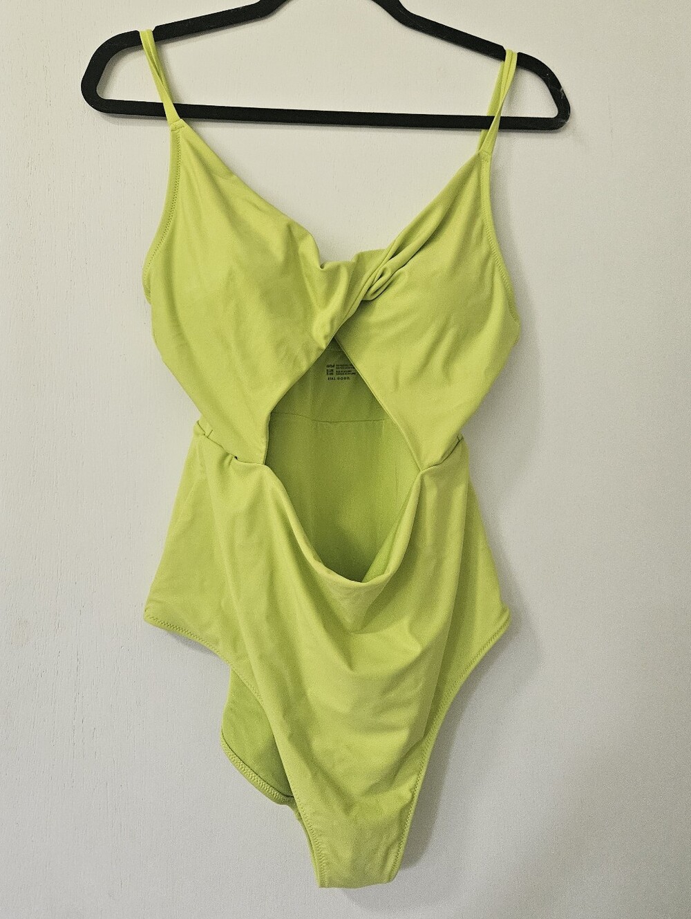 Aerie Neon Lime Green Twist Cutout One Piece Swimsuit XL Long